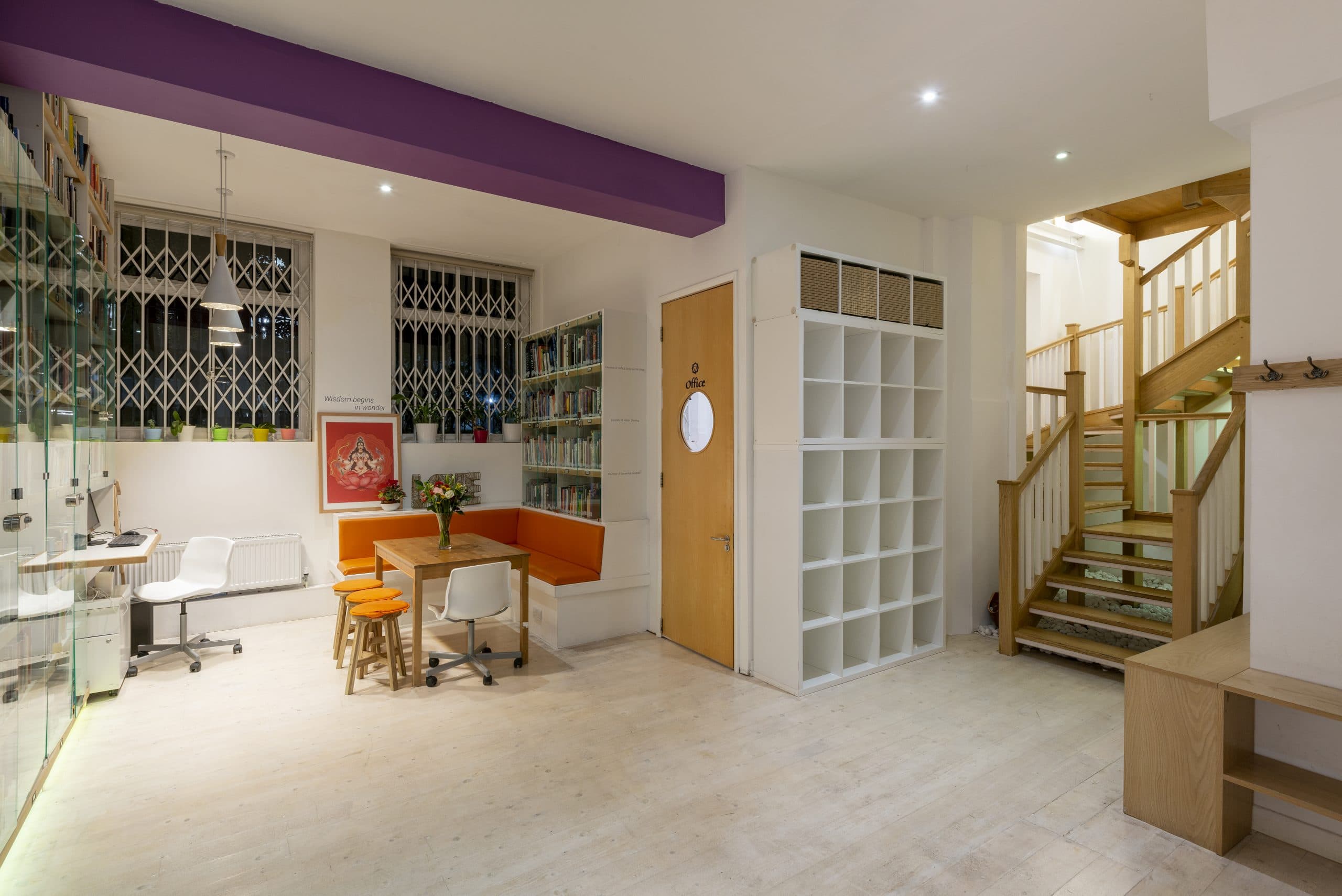 The library corner and staircase