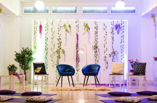 Hridaya room with mood lighting